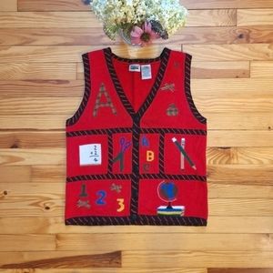 Capacity Vintage Button-Up School Teacher Sweater Vest - size petite extra large